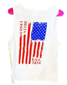 Camiseta sin mangas Delta Upsilon Fraternity bandera americana-talla mediana-¡nueva! - Imagen 1 de 3