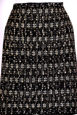 Falda brillante ST.JOHN para mujer de tweed negra metálica dorada plateada talla 4 Foto 1 de 3