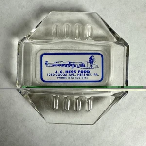 Vintage J.C. Hess Ford Hershey, PA Glass Ashtray Auto Advertising - Picture 1 of 4