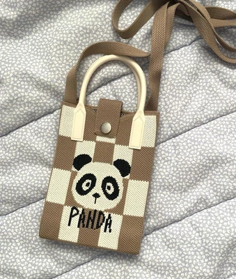 Mini Bolso Bandolera Panda Blanco Tostado A Cuadros Cartera Manijas Lindo Dibujos Animados NUEVO Foto 1 de 4