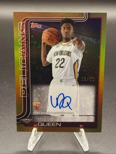 Derik Queen Gold Rookie On Card Auto /50 Topps Flagship 2025-26 RC Pelicans - Bild 1 von 2