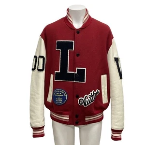 Auth LOUIS VUITTON Embroidered Varsity Jacket 1A5F4G White Red - Men's - Picture 1 of 13