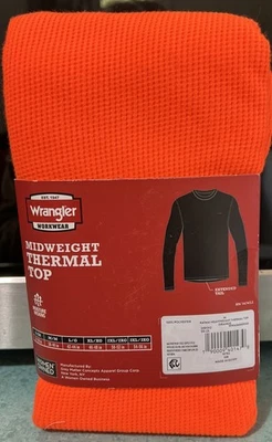 Top térmico Wrangler para hombre de seguridad media naranja de peso medio manga larga - Nuevo en paquete Foto 1 de 4