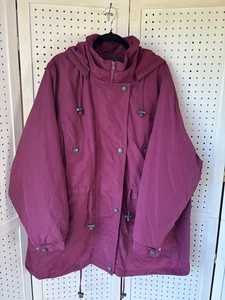 Woman Within 2X 26/28 Burgunder Anorak Fleece gefütterte Jacke Kapuze leicht mittelschwer - Bild 1 von 12