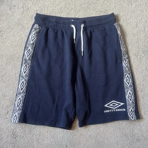 Pretty Green X Umbro Shorts Mens Size Large Blue Jersey Drawstring Taped Logo - Picture 1 of 15