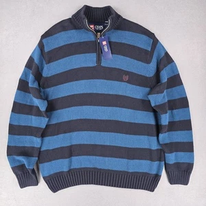 NEW Chaps 1/4 Zip Polo Sweater Men's size XL Color Block Striped prep Academia - Picture 1 of 13