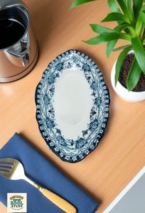 Blue Maltese Antique 1892 to c1925 Semi-Porcelain Platter Maltese J.H.W & Sons - Picture 1 of 9