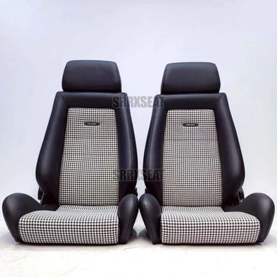 【1 PAIR】VINTAGE AUTHENTIC RECARO LXB WHITE HOUNDTOOTH【CUSTOMS MAY APPLY】 - Image 1 of 4