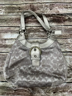 Coach Soho Metallic Signature Hobo Handbag F18911 Light Purple Interior - Image 1 of 4
