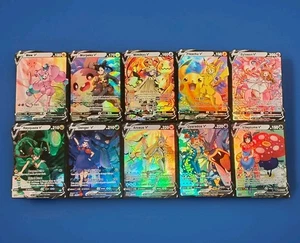 Pokemon + Allenatore Omaggio Fan Art Set Carte Foil Personalizzate Gengar V Rayquaza V Mew V  - Foto 1 di 9