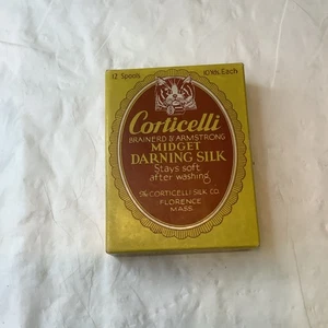 Corticelli Kitty Katze Stopf Seide Antik Box Nähgarn 10 Spulen - Bild 1 von 9