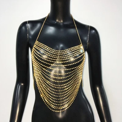Body Chain Rhinestone Tassel Body Chest Chain Accessories Bikini Tassel Chain - Image 1 of 4