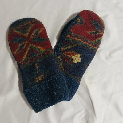 Mitones vintage de frailecillos para adultos con estampado azteca hechos en EE. UU. Foto 1 de 4