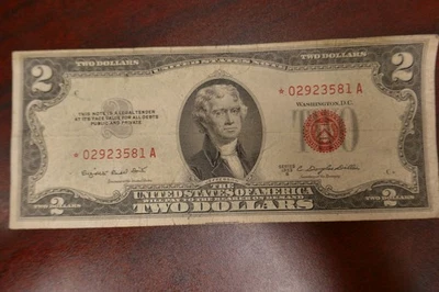 ** STAR ** $2 1953 B United States Note Red Seal ** PAPER CURRENCY AUCTIONS #249 - Image 1 of 2