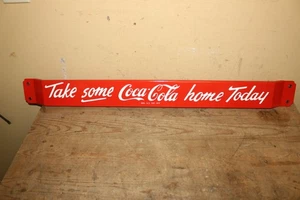 Vintage Coca Cola Soda Pop Store 32" Door Push Pull Bar Porcelain Metal Sign - Picture 1 of 9