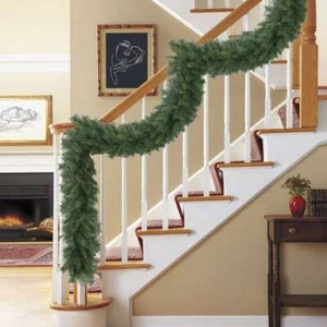 9ft Christmas Garland Bushy Pine Wreath Stairs Home Outdoor Indoor Party Bushy - Picture 1 of 17