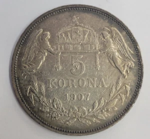Ungarn: 5 Kronen 1907 ss, Franz Joseph, Korona, D46.5 - Bild 1 von 2