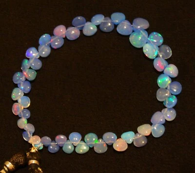 Ópalo de fuego azul etíope tamaño 4 a 8 mm cuentas corazón liso 8" hilo Foto 1 de 4