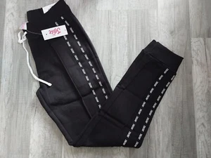 NWT Justice Girls Logo Tape Black Joggers Size 10 (11) - Picture 1 of 1