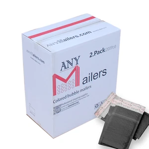AirnDefense #2 8.5X12" Black Poly Bubble Mailers Padded Envelope Shipping Pack - Picture 1 of 12