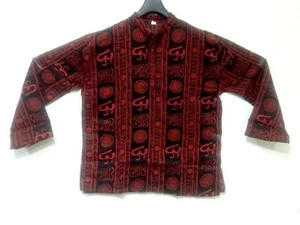 Red Indian Cotton Hippie Ethnic Waist Long Full Sleeves T Shirt Kurta Valentine - Picture 1 of 2