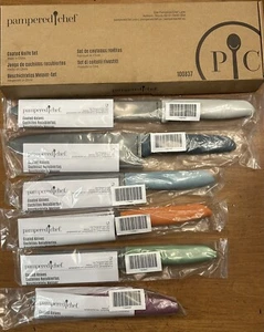 New Pampered Chef COATED KNIFE SET OF 6 Kitchen Tools 100837 Dishwasher-safe - Picture 1 of 4