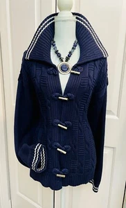 Neu mit Etikett Talbots marineblaue Strickjacke Größe XL kostenlose Halskette  - Bild 1 von 5