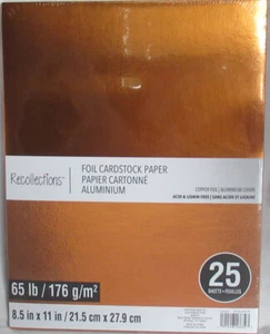 Recollections Cardstock Paper 8 1/2" x 11" 25 Sheets 65 lb SOLID COPPER FOIL - Picture 1 of 3