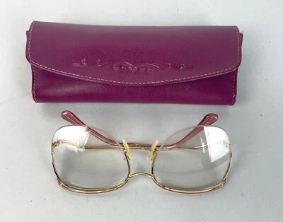 Gafas De Colección Años 70 80 Tono Dorado Polvoriento Rosa Acento Ovaladas Marco Grande JAPÓN Foto 1 de 4