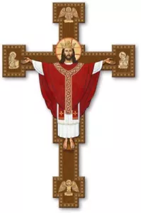 CRISTO EL REY Crucifijo ICONO 8 x 10" Estampado PREMIUM SATINADO con Fondo Blanco - Imagen 1 de 1