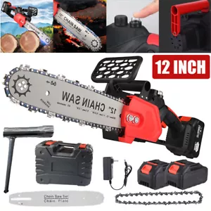 12" Cordless Chainsaw Brushless Electric Handheld Chain Saw w/ Battery & Charger - Picture 1 of 12