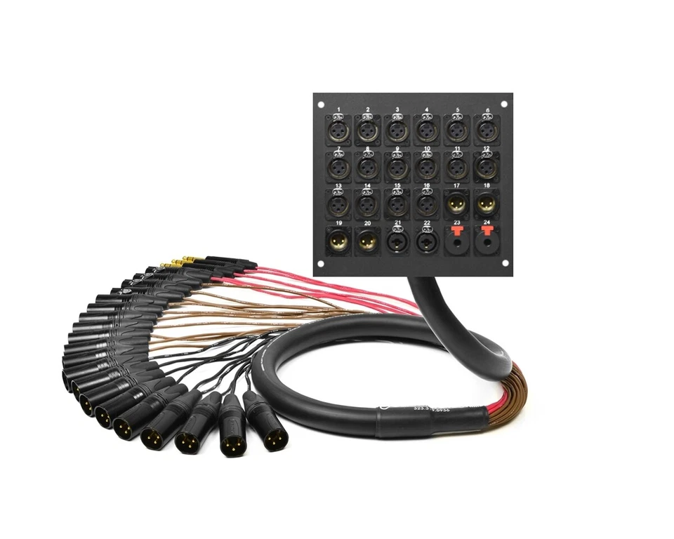 24-Ch Wall Panel / Wall Plate | Mogami 2936 & Neutrik Gold | Standard | 5 Feet - Image 1 of 1