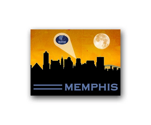 Memphis Grizzlies Poster City Skyline Art Print Man Cave Decor 12x16" Cover
