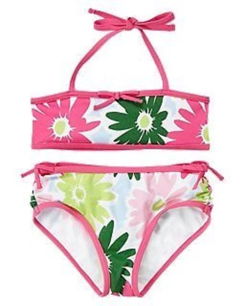 GYMBOREE SWIM SHOP PINK DAISY 2-PC BIKINI SWIMSUIT 3 4 5 6 7 8 12 NWT - Image 1 of 1