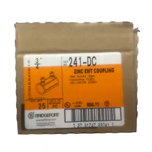 Juego de acopladores Bridgeport 3/4" zinc EMT tornillo tipo 241-DC 25 piezas - Imagen 1 de 5