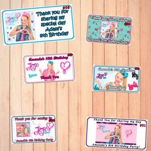 JoJo Siwa Birthday Water Bottle Labels Favor Candy Stickers 1 Sheet Personalize - Picture 1 of 9