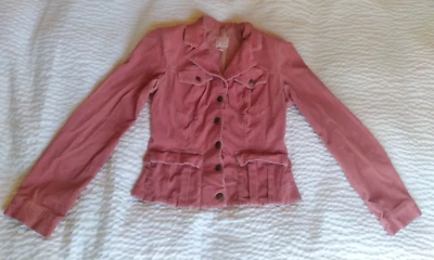 Candie's Pink Corduroy Blazer sz. S Fitted Narrow Wale Stretch Cord - Image 1 of 4