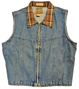 A.M.I. Denim Zip-Up Vest Style #38316 Size Large No Pockets - Picture 1 of 4