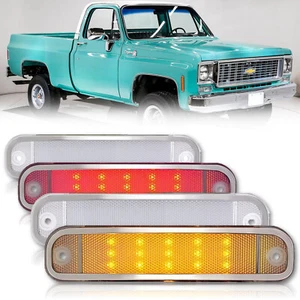 Amber Red Front Rear Side LED Marker Lamp Clear Lenses for 73-80 Chevy GMC Truck - Picture 1 of 12