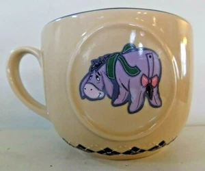 Eeyore Disney Store Tan Brown Argyle Cappuccino Coffee Mug RARE - Picture 1 of 6