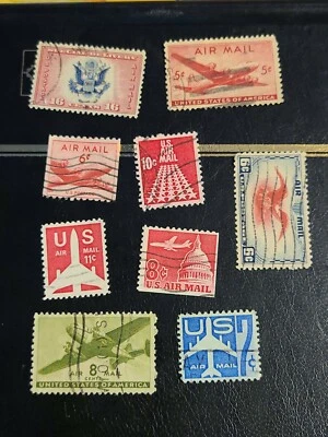 US 5c 6c 7c 8c 10c 11c 16c  Air Mail Lot of 9 Used Postage Nice Set-#2110 - Image 1 of 4