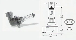 12 volt 55 watt HB4 Halogen Headlamp bulbs 9006 P22d (pair) - Picture 1 of 8