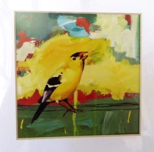 Yellow Bird Art Goldfinch 8x10 "Tell Me All About It" Druck Artbeats mattiert - Bild 1 von 4