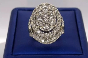 10K Yellow Gold 2.40 CT Diamond Cluster Ladies Ring, 9.7g, Size 7.0, S107170 - Picture 1 of 5