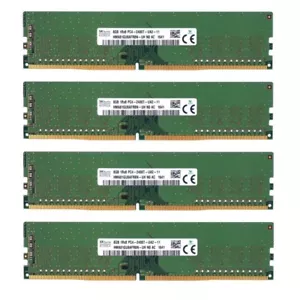 Hynix 32GB (4X8GB) DDR4 2400MHz PC4-19200 1RX8 UDIMM Memory Ram HMA81GU6AFR8N-UH - Picture 1 of 5