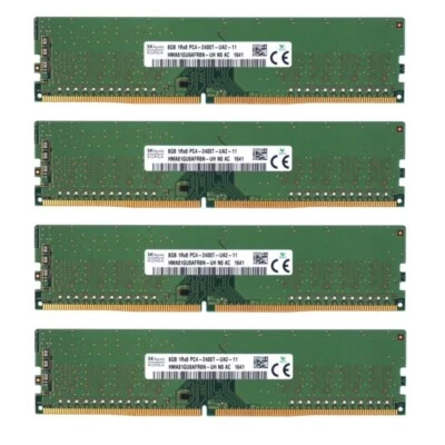 Hynix 32GB (4X8GB) DDR4 2400MHz PC4-19200 1RX8 UDIMM Memory Ram HMA81GU6AFR8N-UH - Image 1 of 4