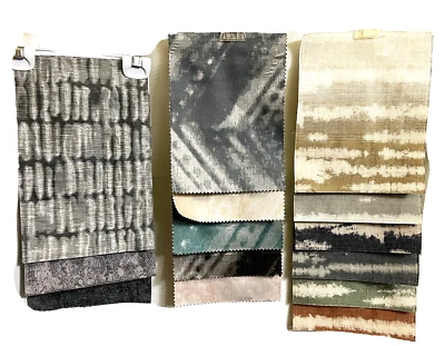 3 Designer Sample Fabric Booklets Set 14 Pcs. Semi-Sheer Multicolor Abstract - Image 1 of 4