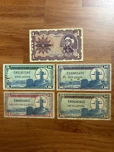 United States Military Payment Certificate Series 681 - Cir. In a lot set of 5. - Picture 1 of 2