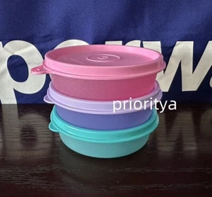 Tupperware Little Wonders Small Snack Bowl 6oz Set 3 Macaron Pink Lilac Blue New - Picture 1 of 3