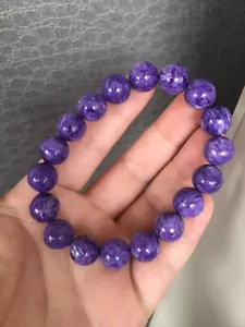Pulsera de cuentas gemas de cristal charoita púrpura natural de calidad superior de 11,5 mm AAA - Imagen 1 de 7